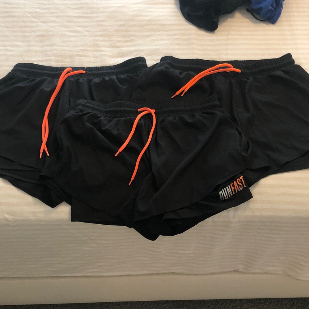 Black Running Shorts with Orange Accents